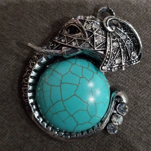 Elephant Pendant turquoise silver - Picture 3 of 3